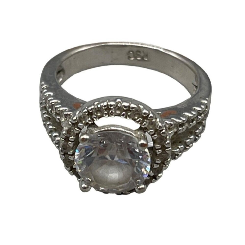 vintage RSC costume jewelry ring women size 8 bling circle READ